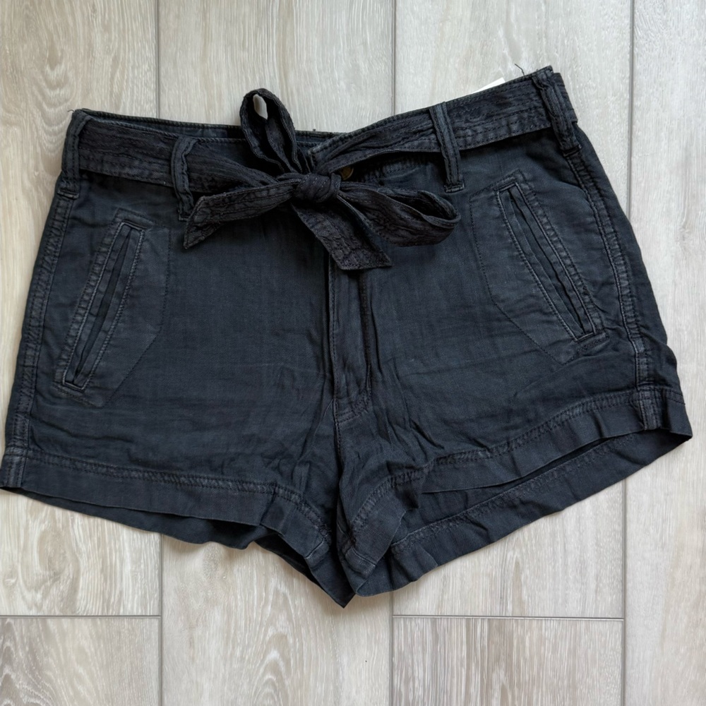 AE | Size 10 | Navy Blue Lightweight Hi-Rise Tie-Front Shorts